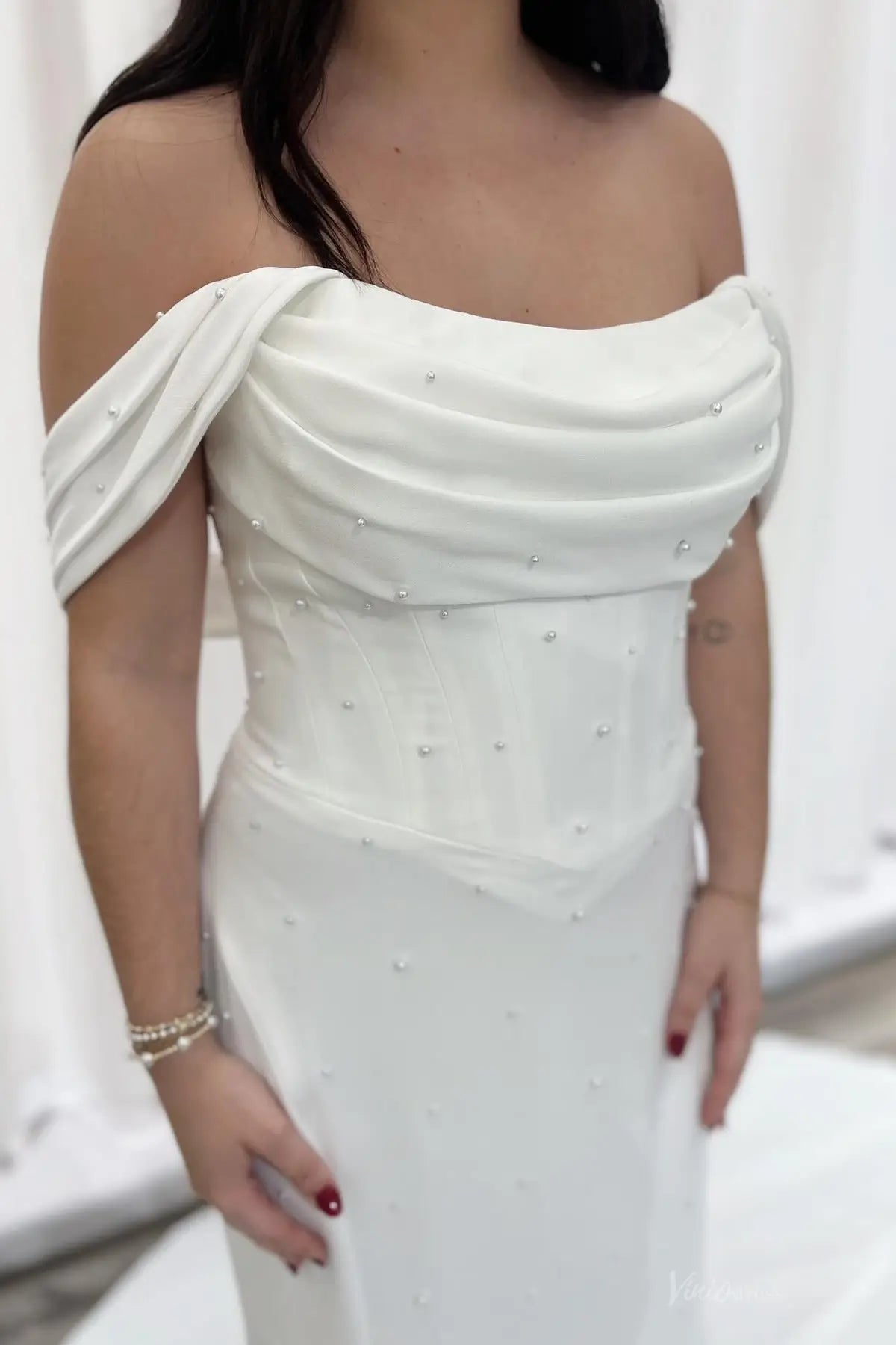 MN160 Crepe-wedding dresses 2026-Viniodress-Ivory-Custom Size-