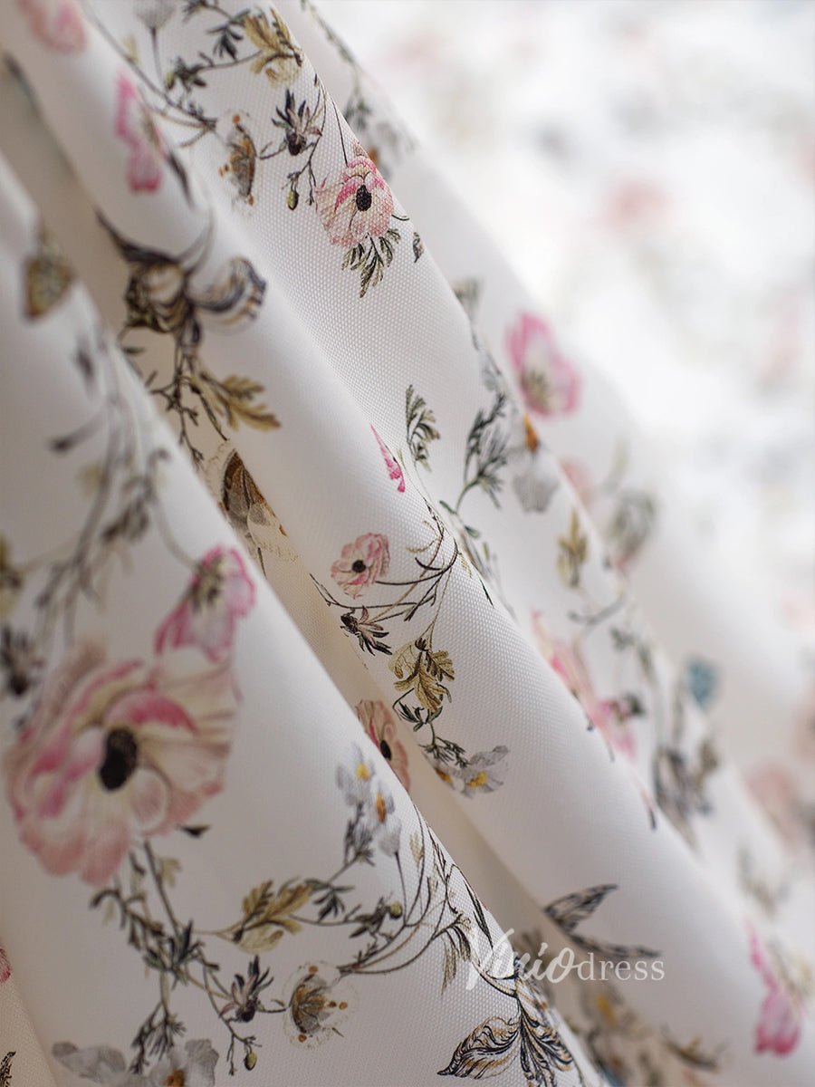 Ivory Floral Satin Wedding Dresses Off the Shoulder Long Sleeve Formal Dress FD3224-Couture Gown 2025 -Viniodress-Ivory-Custom Size-