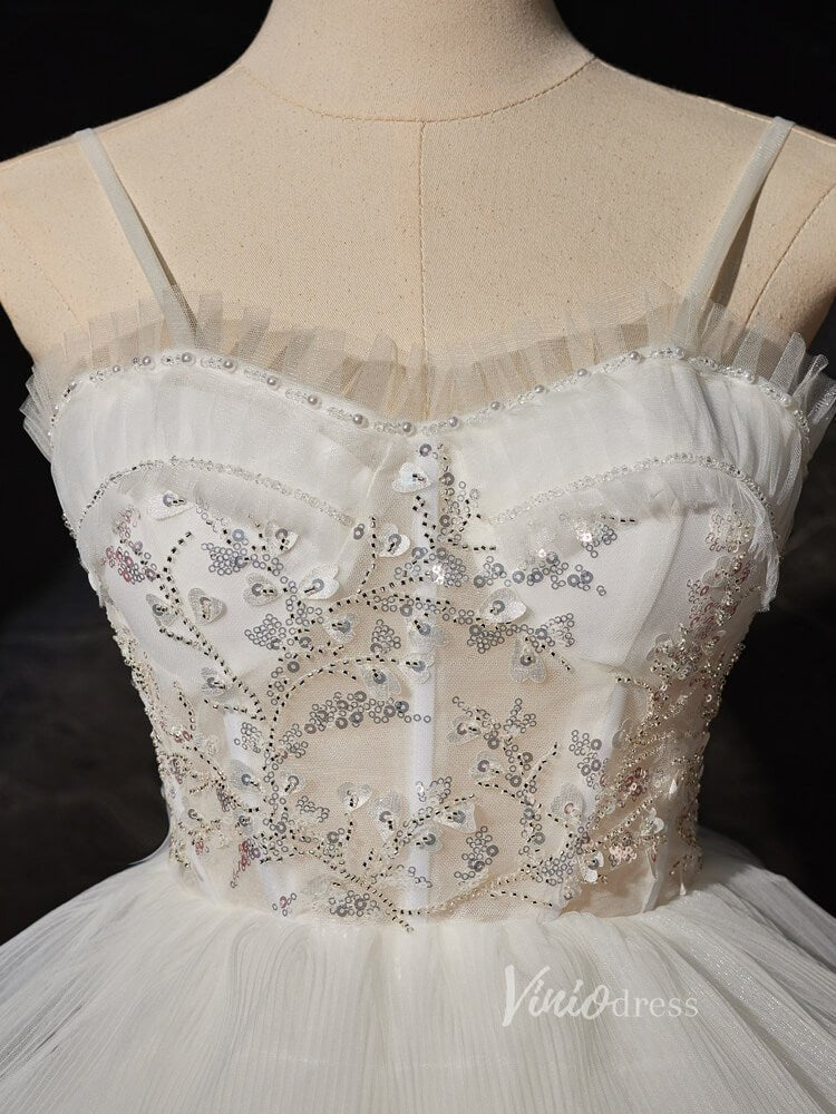 Ivory High Low Ruffle Prom Dresses Layered White Cocktail Dress BJ023-prom dresses 2025 -Viniodress-Ivory-Custom Size-