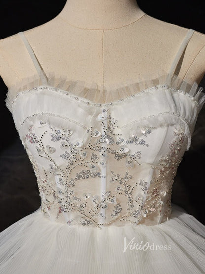 Ivory High Low Ruffle Prom Dresses Layered White Cocktail Dress BJ023-prom dresses 2025 -Viniodress-Ivory-Custom Size-