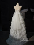 Ivory High Low Ruffle Prom Dresses Layered White Cocktail Dress BJ023-prom dresses-Viniodress-Viniodress