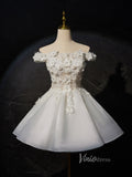 Ivory Lace Applique Homecoming Dresses Off the Shoulder Sheer Bodice BJ022