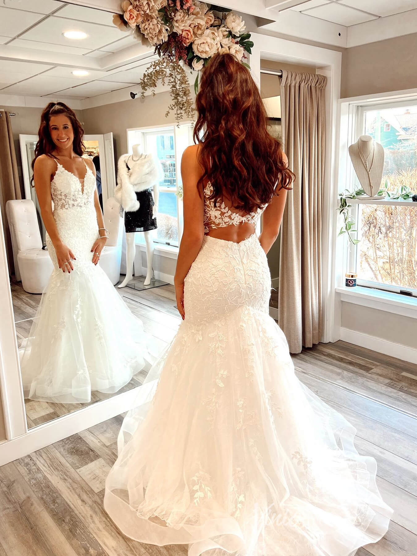 Ivory Lace Applique Mermaid Prom Dresses Wedding Dress on a Budget FD3970-prom dresses 2025 -Viniodress-Ivory-Custom Size-