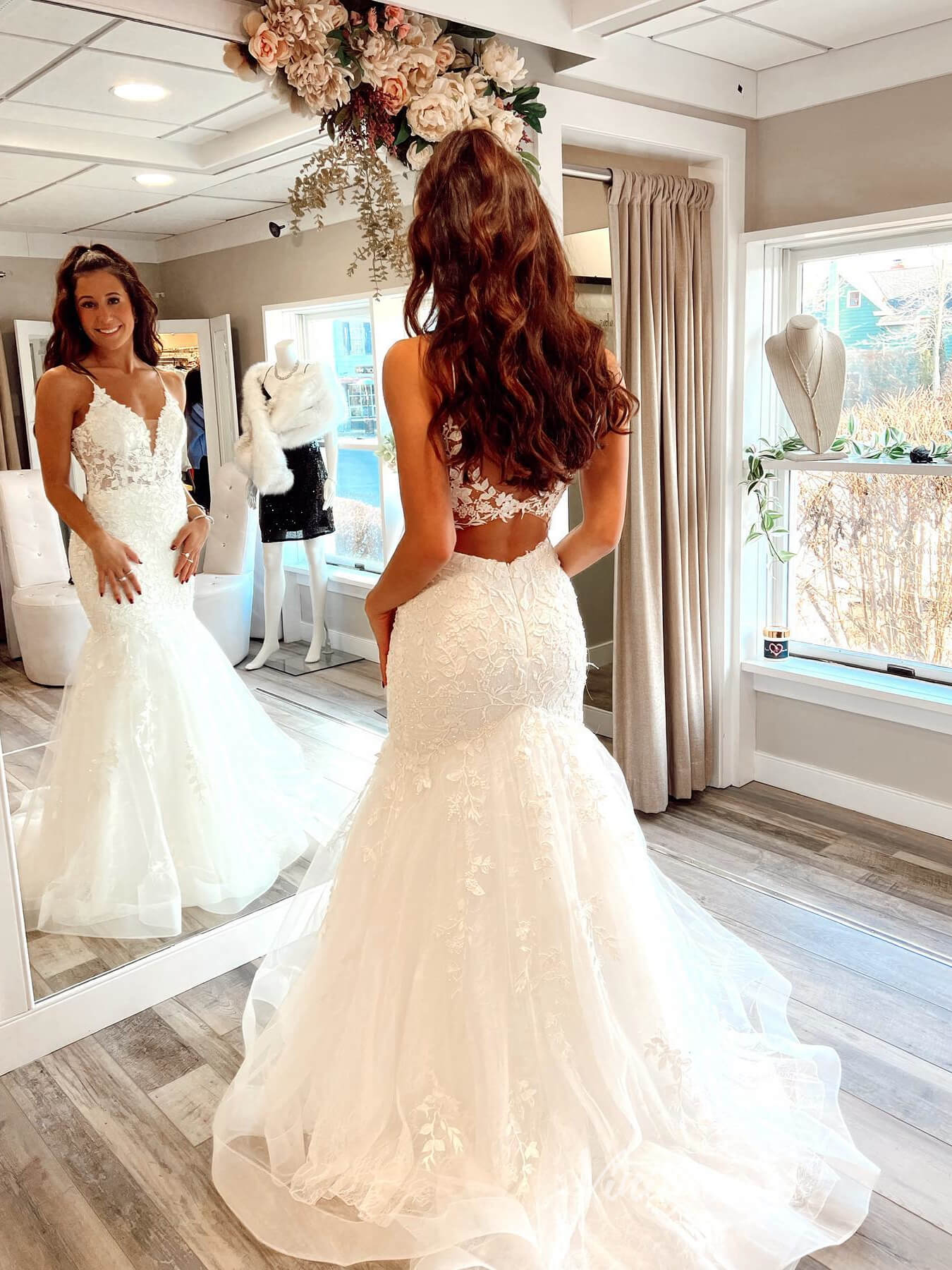 Ivory Lace Applique Mermaid Prom Dresses Wedding Dress on a Budget FD3970-prom dresses 2025 -Viniodress-Ivory-Custom Size-
