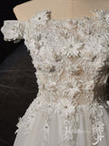 Ivory Lace Applique Prom Dresses Off the Shoulder Sheer Bodice BJ024-prom dresses-Viniodress-Viniodress