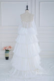 Ivory Pearl Ruffled Prom Dresses Removable Sleeve Strapless Wedding Dress FD3994B-prom dresses-Viniodress-Viniodress