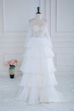 Ivory Pearl Ruffled Prom Dresses Removable Sleeve Strapless Wedding Dress FD3994B-prom dresses-Viniodress-Viniodress