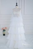 Ivory Pearl Ruffled Prom Dresses Removable Sleeve Strapless Wedding Dress FD3994B-prom dresses-Viniodress-Viniodress