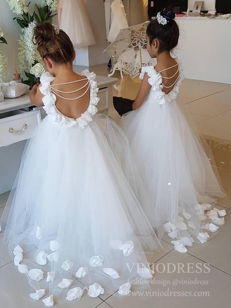 Ivory Princess Flower Girl Dresses 3D Appliqued Kids Dress GL1053-flower girl dresses-Viniodress-Ivory-Custom Size-Viniodress