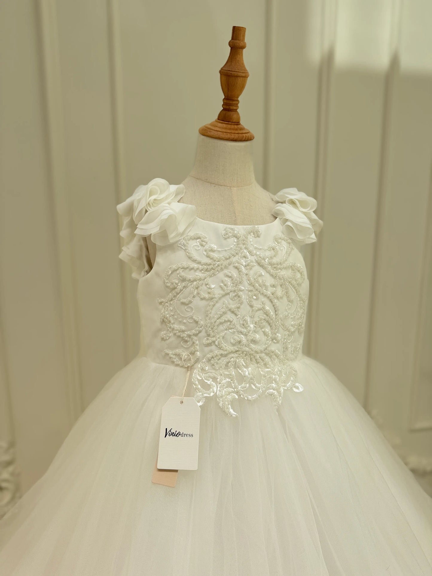 Ivory Princess Flower Girl Dresses Pretty Dress for Kids GL1053-flower girl dresses 2025 -Viniodress-Ivory-Custom Size-