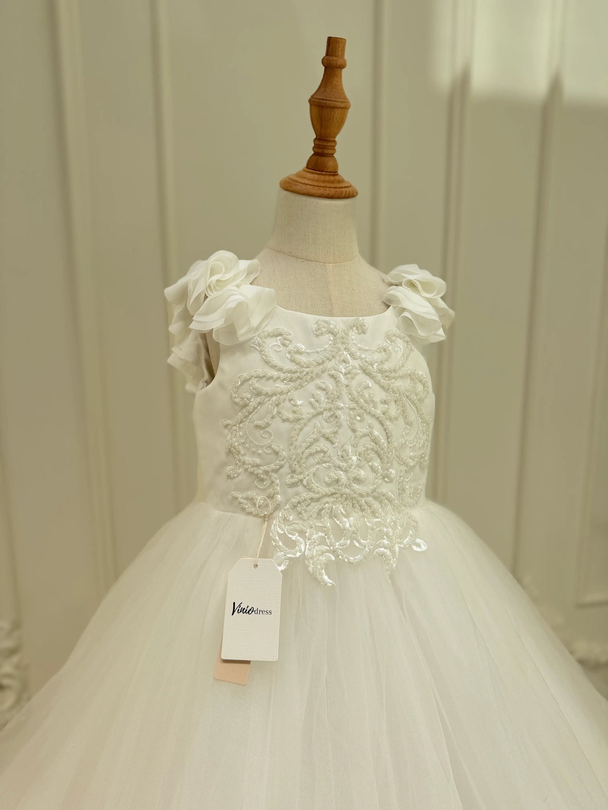Ivory Princess Flower Girl Dresses Pretty Dress for Kids GL1053-flower girl dresses 2025 -Viniodress-Ivory-Custom Size-
