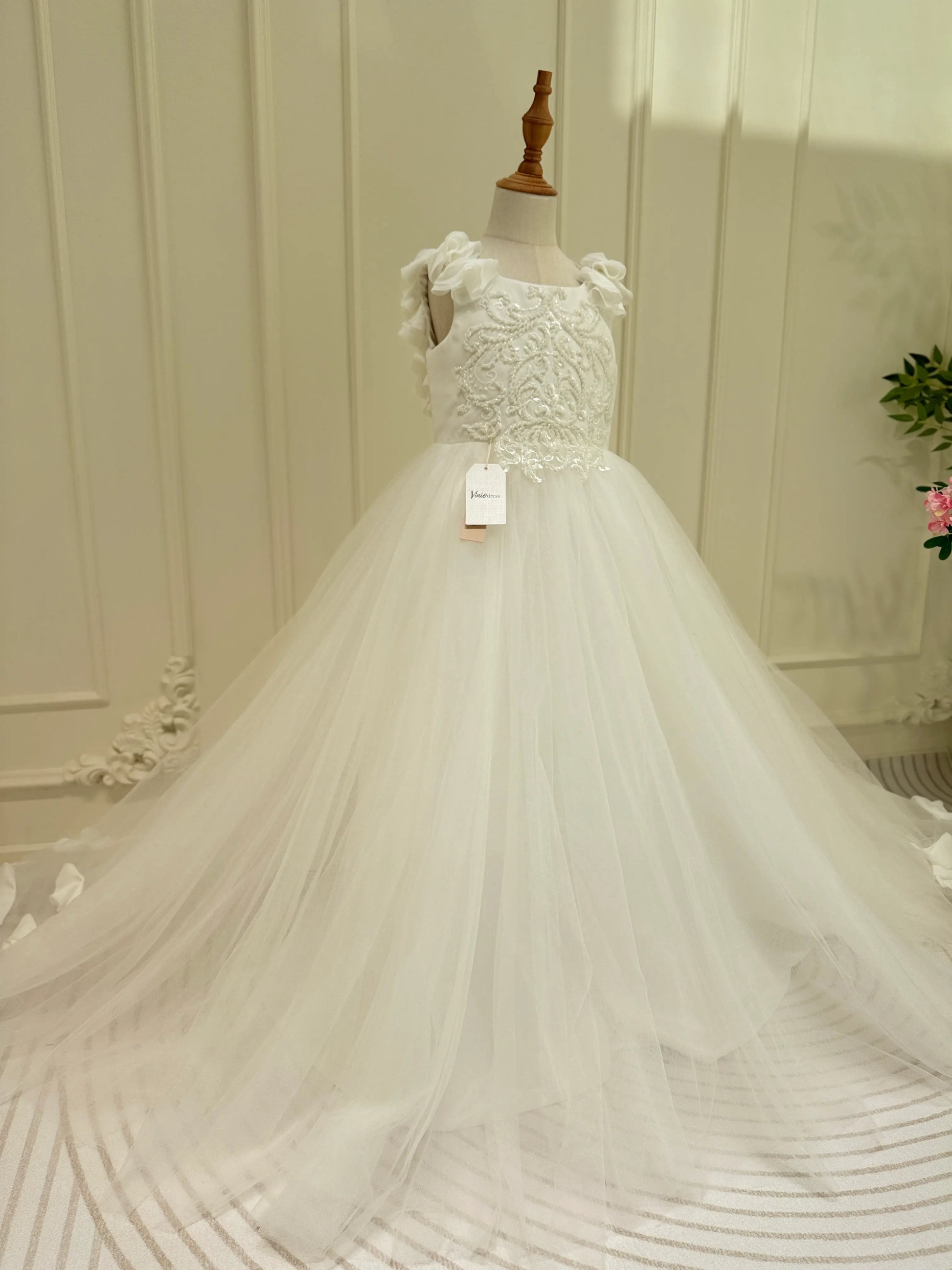 Ivory Princess Flower Girl Dresses Pretty Dress for Kids GL1053-flower girl dresses 2025 -Viniodress-Ivory-Custom Size-