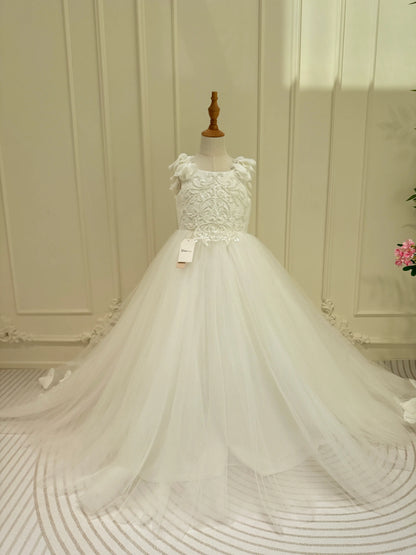 Ivory Princess Flower Girl Dresses Pretty Dress for Kids GL1053-flower girl dresses 2025 -Viniodress-Ivory-Custom Size-