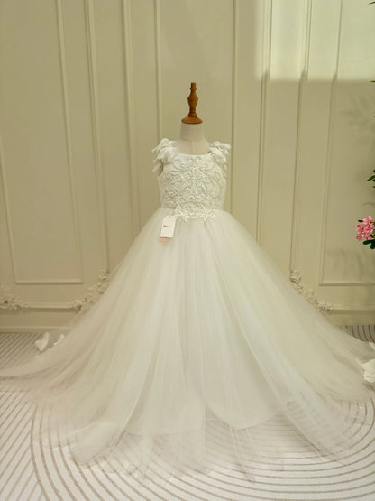 Ivory Princess Flower Girl Dresses Pretty Dress for Kids GL1053-flower girl dresses 2025 -Viniodress-Ivory-Custom Size-