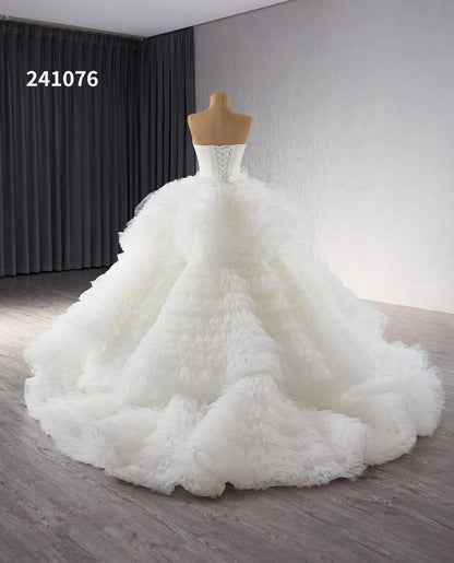 Ivory Ruffled Overskirt Wedding Gowns Strapless Quinceanera Dress 241076-Quinceanera Dresses 2025 -Viniodress-Ivory-Custom Size-
