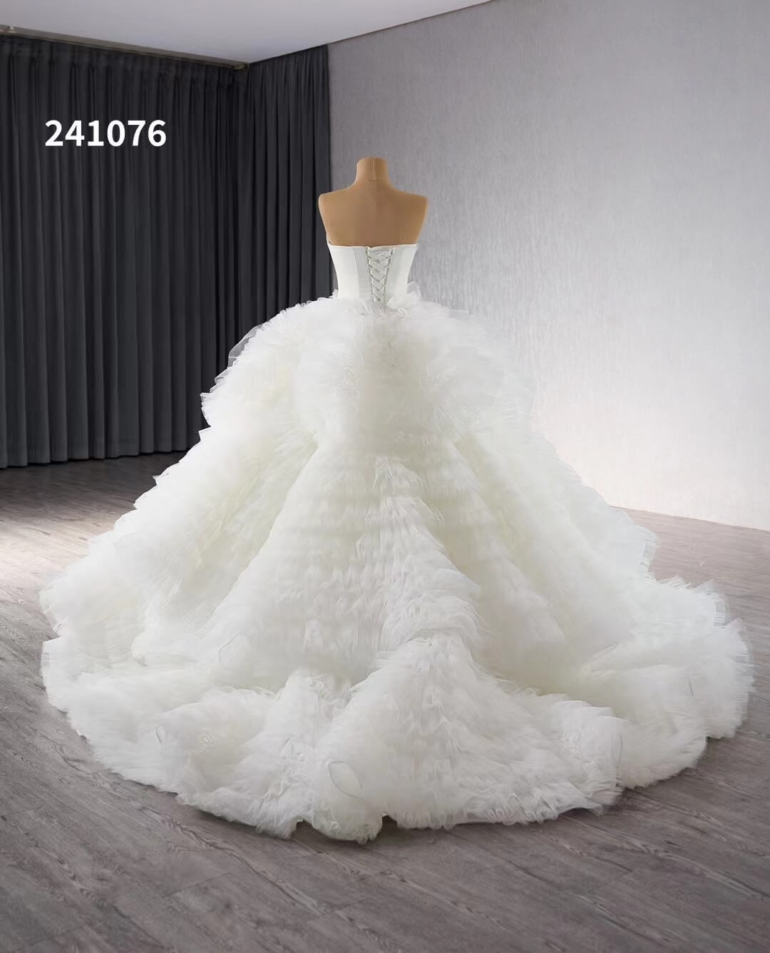 Ivory Ruffled Overskirt Wedding Gowns Strapless Quinceanera Dress 241076 - ViniodressQuinceanera DressesIvoryCustom Size - Formal Dresses - Ball Gowns