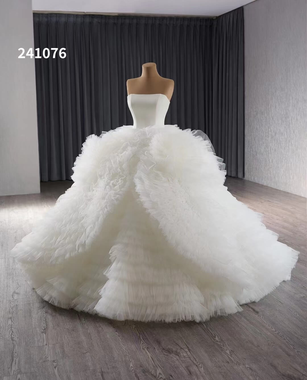 Ivory Ruffled Overskirt Wedding Gowns Strapless Quinceanera Dress 241076 - ViniodressQuinceanera DressesIvoryCustom Size - Formal Dresses - Ball Gowns