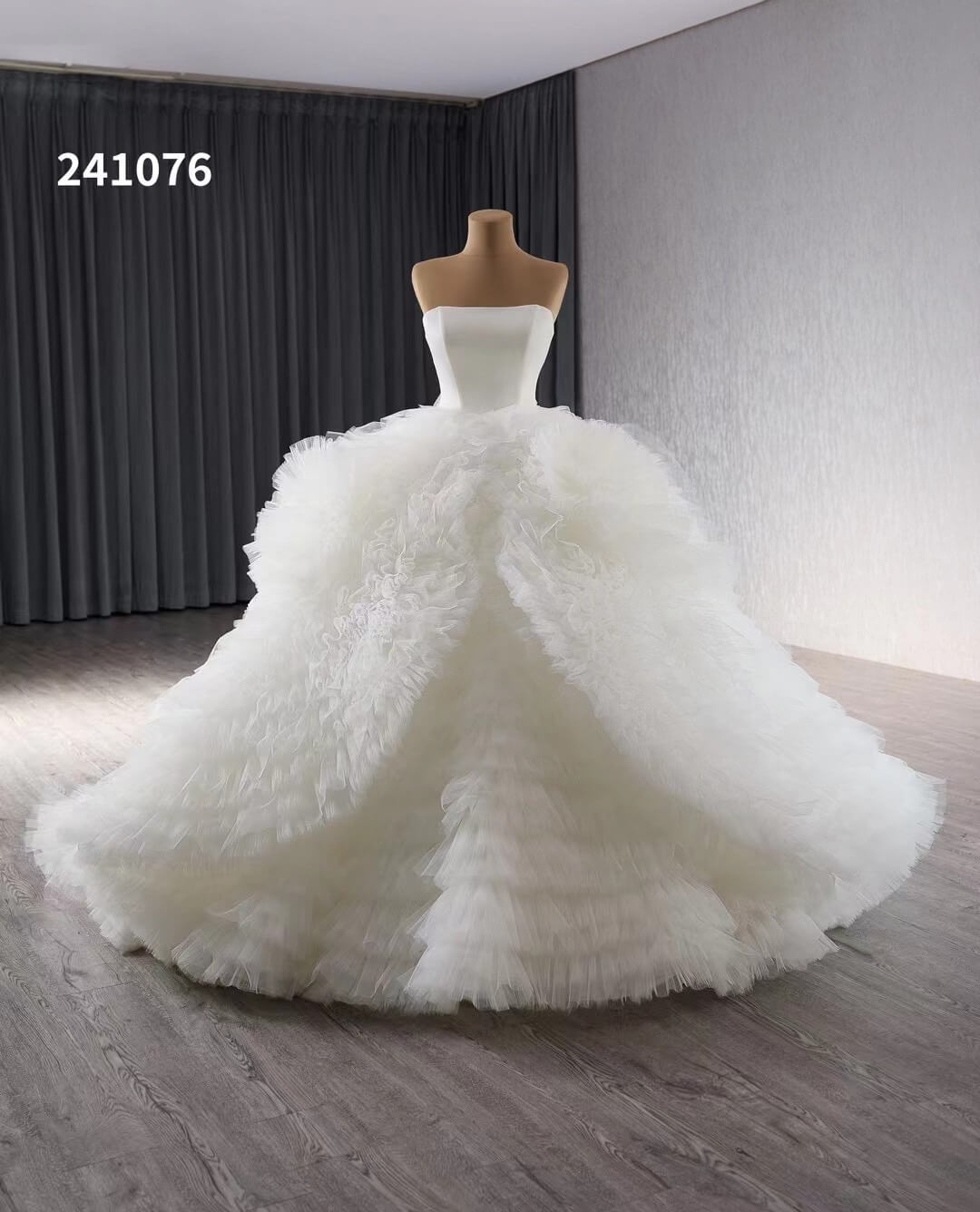 Ivory Ruffled Overskirt Wedding Gowns Strapless Quinceanera Dress 241076 - ViniodressQuinceanera DressesIvoryCustom Size - Formal Dresses - Ball Gowns