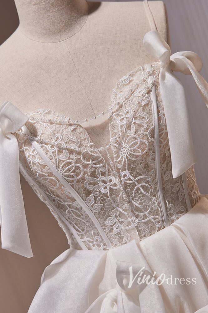 Ivory Spaghetti Strap Homecoming Dresses Lace Short Prom Dress SD1617-prom dresses 2025 -Viniodress-Ivory-Custom Size-