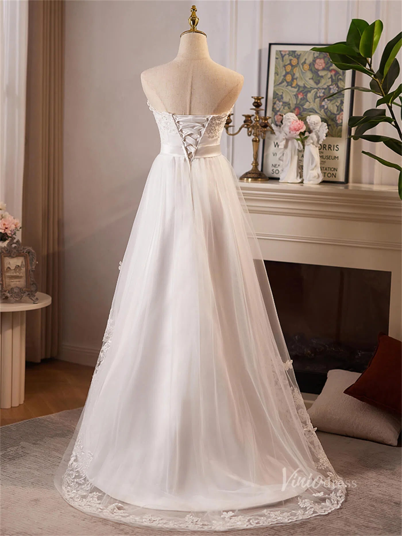 Ivory Strapless High Low Prom Dresses Lace Applique Homecoming Dress BJ064-prom dresses 2025 -Viniodress-Ivory-Custom Size-