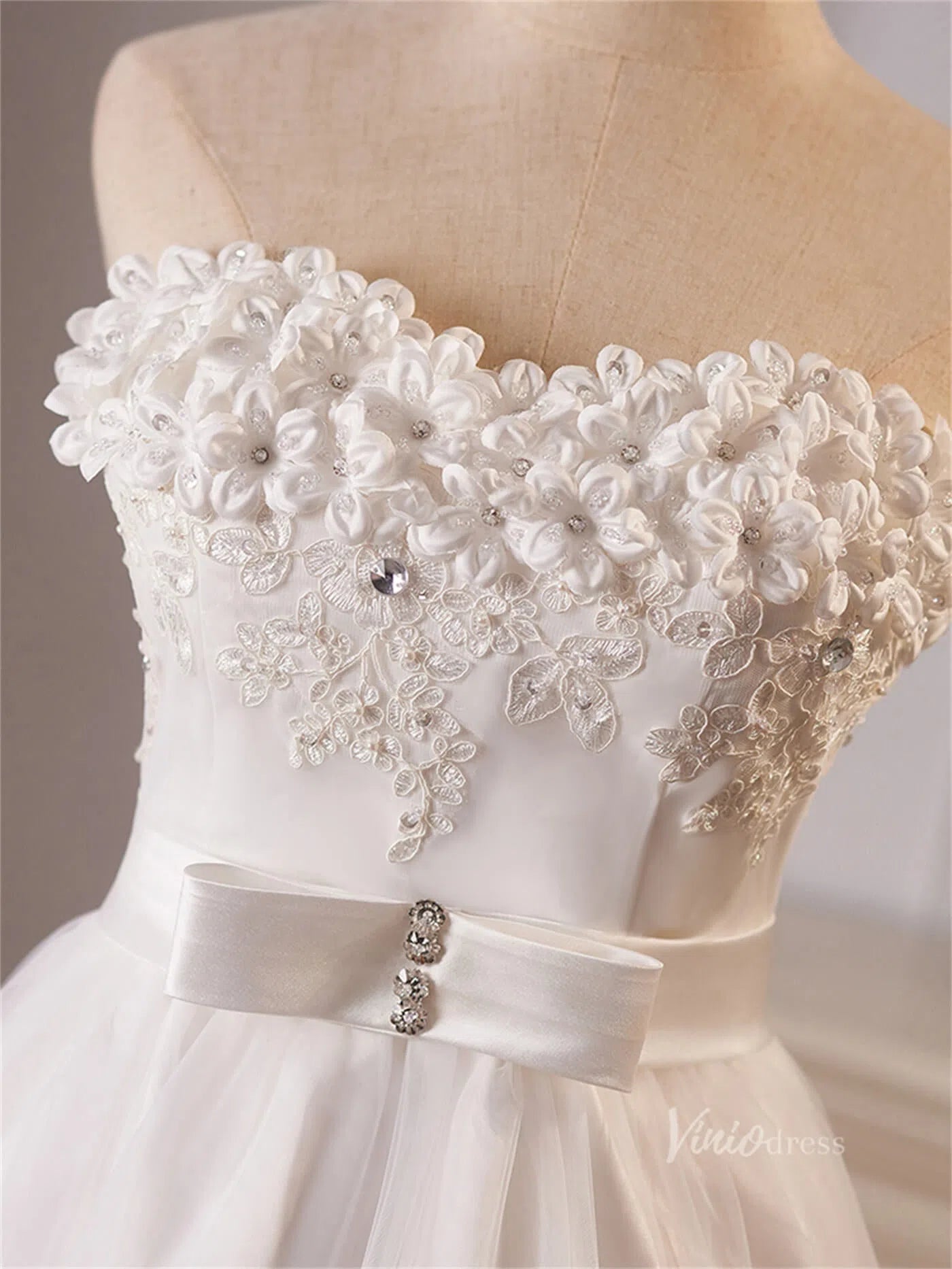 Ivory Strapless High Low Prom Dresses Lace Applique Homecoming Dress BJ064-prom dresses 2025 -Viniodress-Ivory-Custom Size-