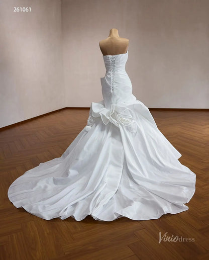 Ivory Strapless Ruched Mermaid Wedding Dress with Sculptural Rosette Ruffles – 261061-wedding dresses 2026-Viniodress-Ivory-Custom Size – Add Measurements in Cart-