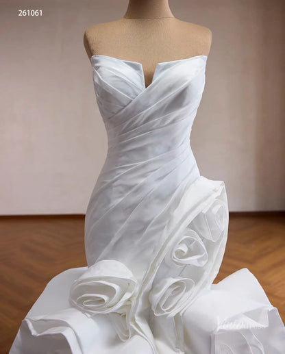 Ivory Strapless Ruched Mermaid Wedding Dress with Sculptural Rosette Ruffles – 261061-wedding dresses 2026-Viniodress-Ivory-Custom Size – Add Measurements in Cart-