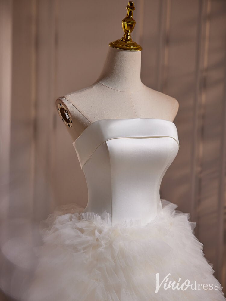 Ivory Strapless Ruffle Homecoming Dresses Satin Bodice Corset Back Party Dress BJ034-prom dresses 2025 -Viniodress-Ivory-Custom Size-