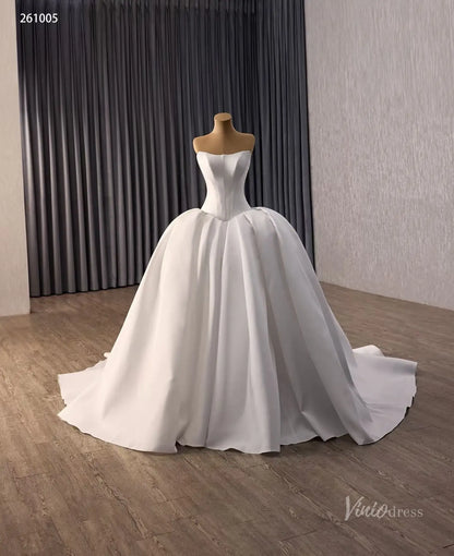 Ivory Strapless Satin Ball Gown Wedding Dress with Sweetheart Neckline & Basque Waist – 261005-wedding dresses 2026-Viniodress-Ivory-Custom Size – Add Measurements in Cart-