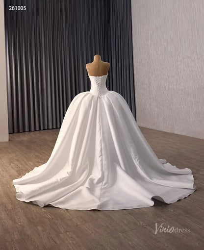 Ivory Strapless Satin Ball Gown Wedding Dress with Sweetheart Neckline & Basque Waist – 261005-wedding dresses 2026-Viniodress-Ivory-Custom Size – Add Measurements in Cart-