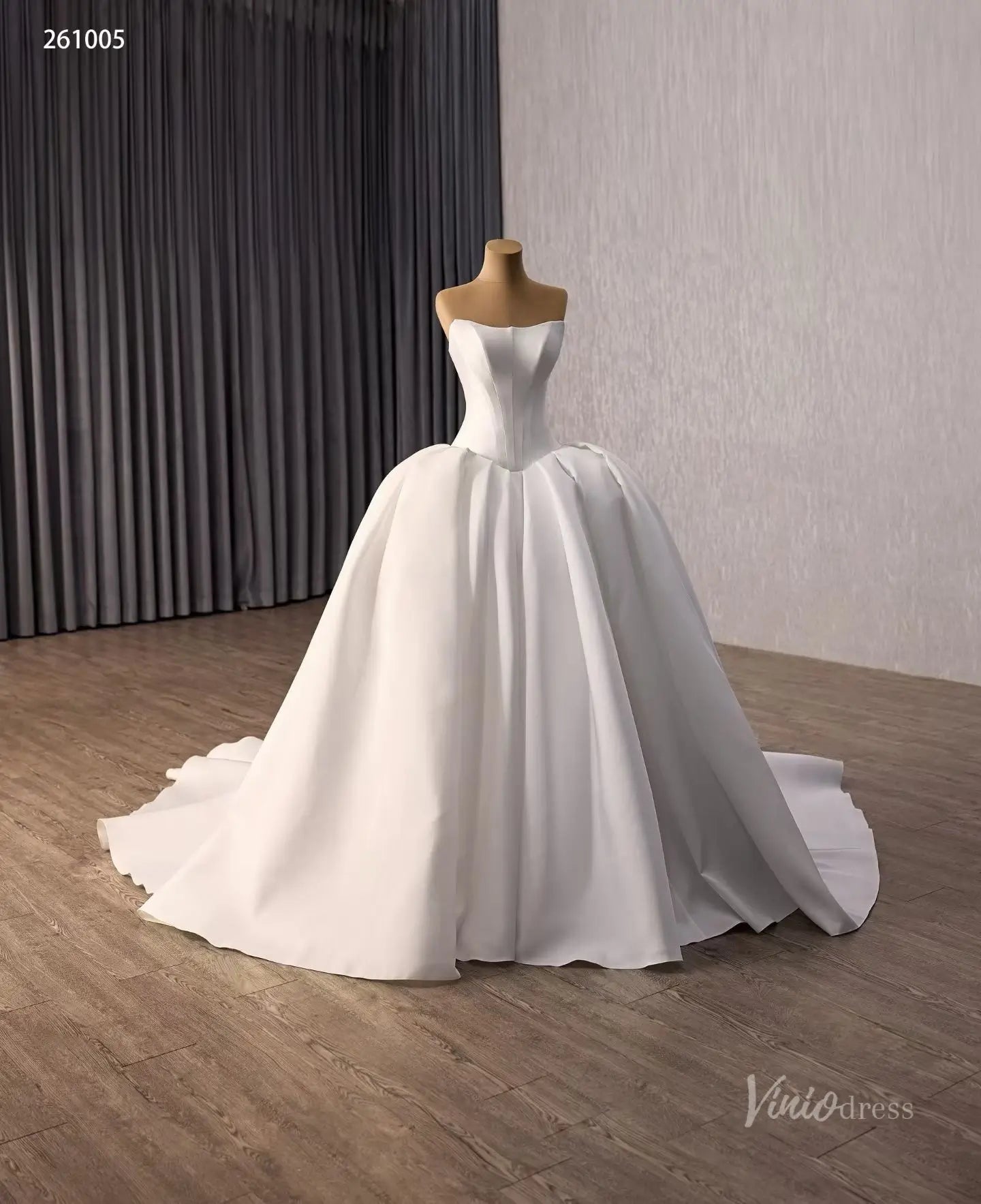 Ivory Strapless Satin Ball Gown Wedding Dress with Sweetheart Neckline & Basque Waist – 261005-wedding dresses 2026-Viniodress-Ivory-Custom Size – Add Measurements in Cart-