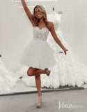 Ivory Sweetheart Tiered Homecoming Dresses Lace Applique Back to School Dress SD1676-Homecoming Dresses-Viniodress-Viniodress