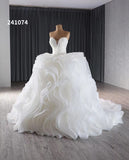 Ivory Tiered Ruffled Wedding Gowns Strapless Sweetheart Neck Quince Dress 241073-Quinceanera Dresses-Viniodress-Viniodress