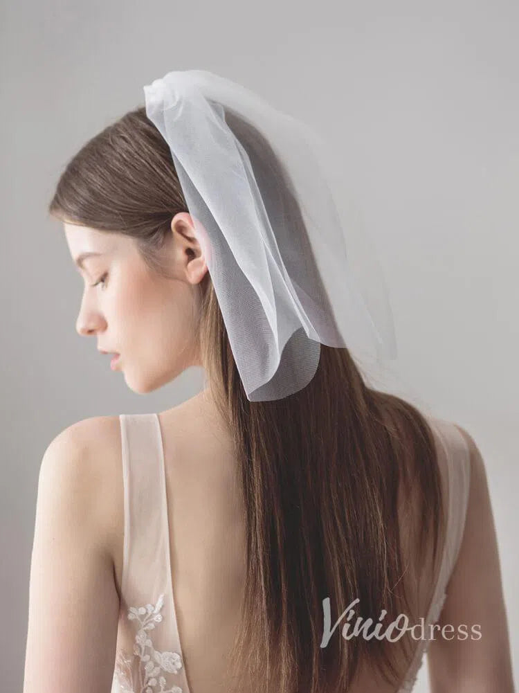 Ivory Tulle Blusher Wedding Veils Simple Bridal Veil ACC1046-Bridal Veil 2025 -Viniodress-Ivory-