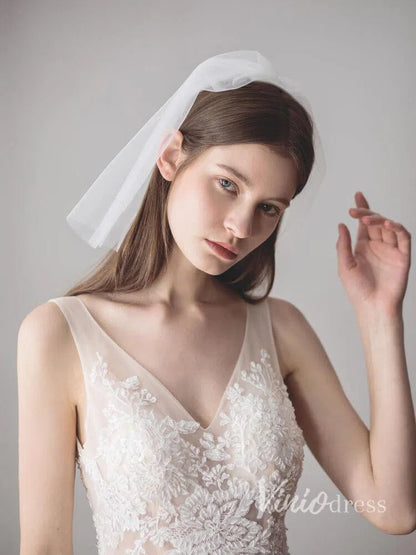 Ivory Tulle Blusher Wedding Veils Simple Bridal Veil ACC1046-Bridal Veil 2025 -Viniodress-Ivory-