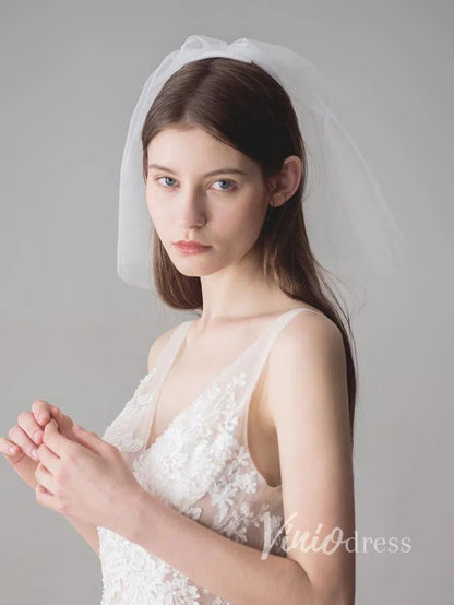 Ivory Tulle Blusher Wedding Veils Simple Bridal Veil ACC1046-Bridal Veil 2025 -Viniodress-Ivory-