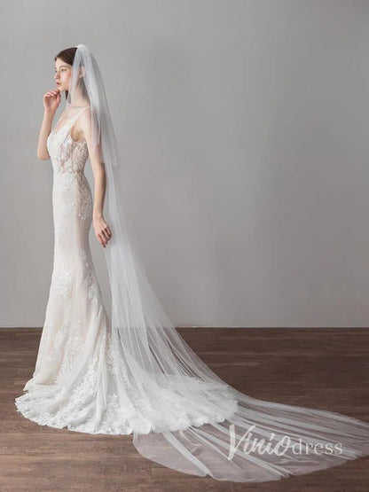 Ivory Tulle Wedding Veils Bridal Cathedral Veil AC1213-Bridal Veil 2025 -Viniodress-Ivory-