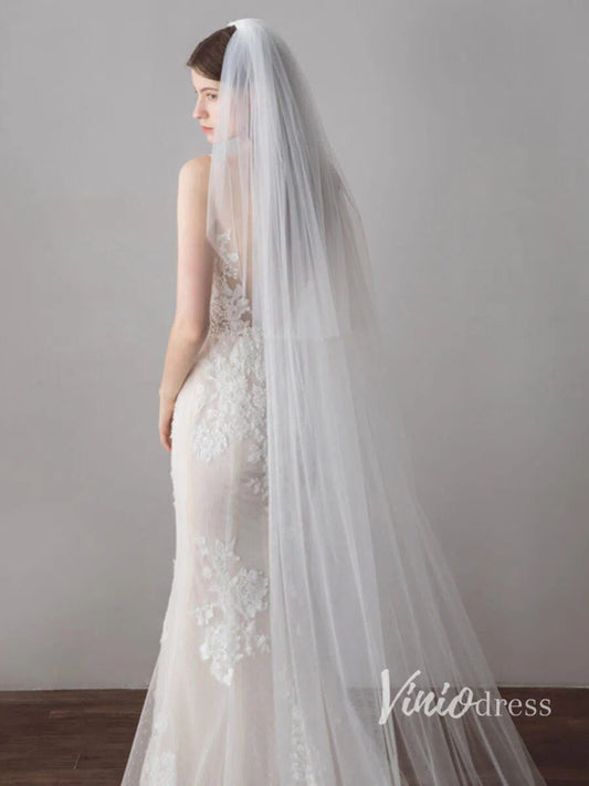 Ivory Tulle Wedding Veils Bridal Cathedral Veil AC1213-Bridal Veil 2025 -Viniodress-Ivory-