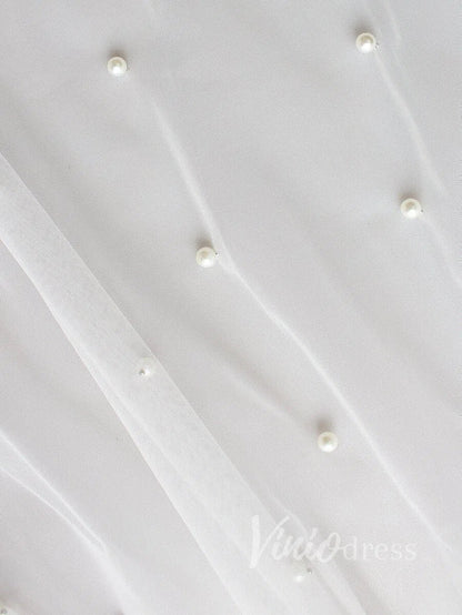 Ivory White Chapel Bridal Veils with Pearls AC1008-Bridal Veil 2025 -Viniodress-Ivory-Chapel/As Pictured-