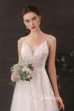 Ivory White Lace Applique Wedding Dresses Spaghetti Strap Bridal Dress VW2204-wedding dresses-Viniodress-Viniodress