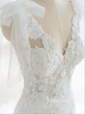 Ivory White Lace Mermaid Wedding Dresses V-Neck Bridal Dress VW2208-wedding dresses-Viniodress-Viniodress