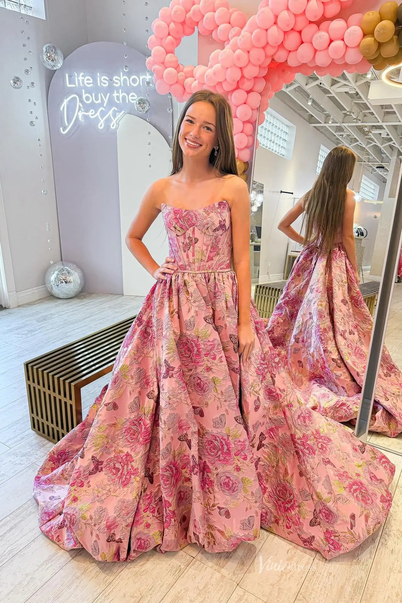 JC013 bubble skirt-prom dresses 2026-Viniodress-Dusty Rose-Custom Size-