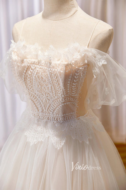 Lace Applique Prom Dresses Off the Shoulder Formal Dresses FD2994-prom dresses 2025 -Viniodress-Ivory-Custom Size-