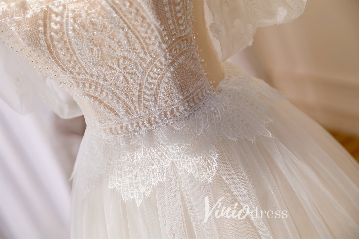 Lace Applique Prom Dresses Off the Shoulder Formal Dresses FD2994-prom dresses 2025 -Viniodress-Ivory-Custom Size-