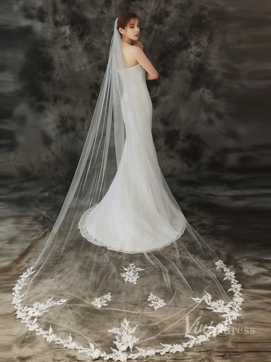 Lace Appliqued 1 Tier Cathedral Veil Viniodress TS1911-Veils-Viniodress-Ivory-Viniodress