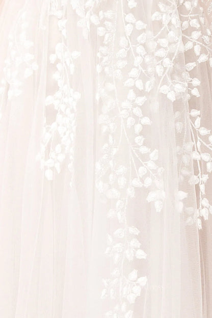 Lace Appliqued A-line Wedding Dress with Slit Strapless VW1160-wedding dresses 2025 -Viniodress-Ivory-Custom Size-