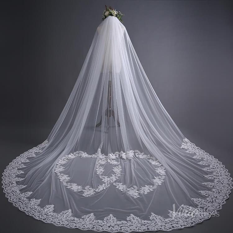 Lace Appliqued Cathedral Veil Viniodress TS17139-Bridal Veil 2025 -Viniodress-Ivory-