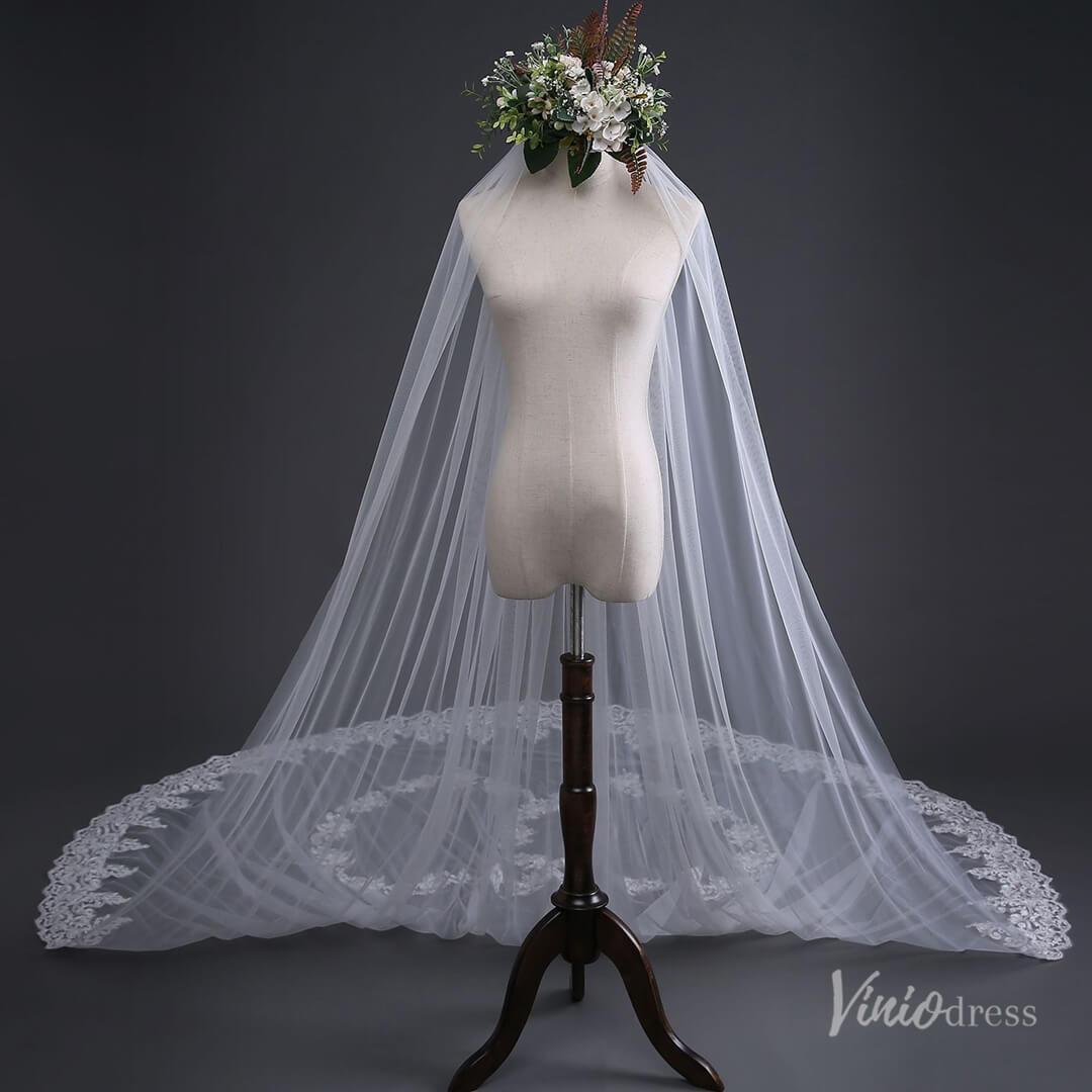 Lace Appliqued Cathedral Veil Viniodress TS17139-Bridal Veil 2025 -Viniodress-Ivory-