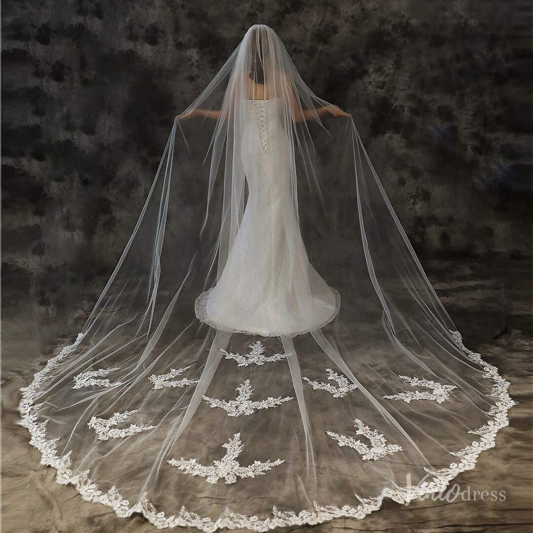 Lace Appliqued Cathedral Veil Viniodress TS1907-Veils-Viniodress-Ivory-Viniodress