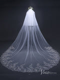 Lace Appliqued Cathedral Veil with Blusher Viniodress TS170103-Veils-Viniodress-Ivory-Viniodress